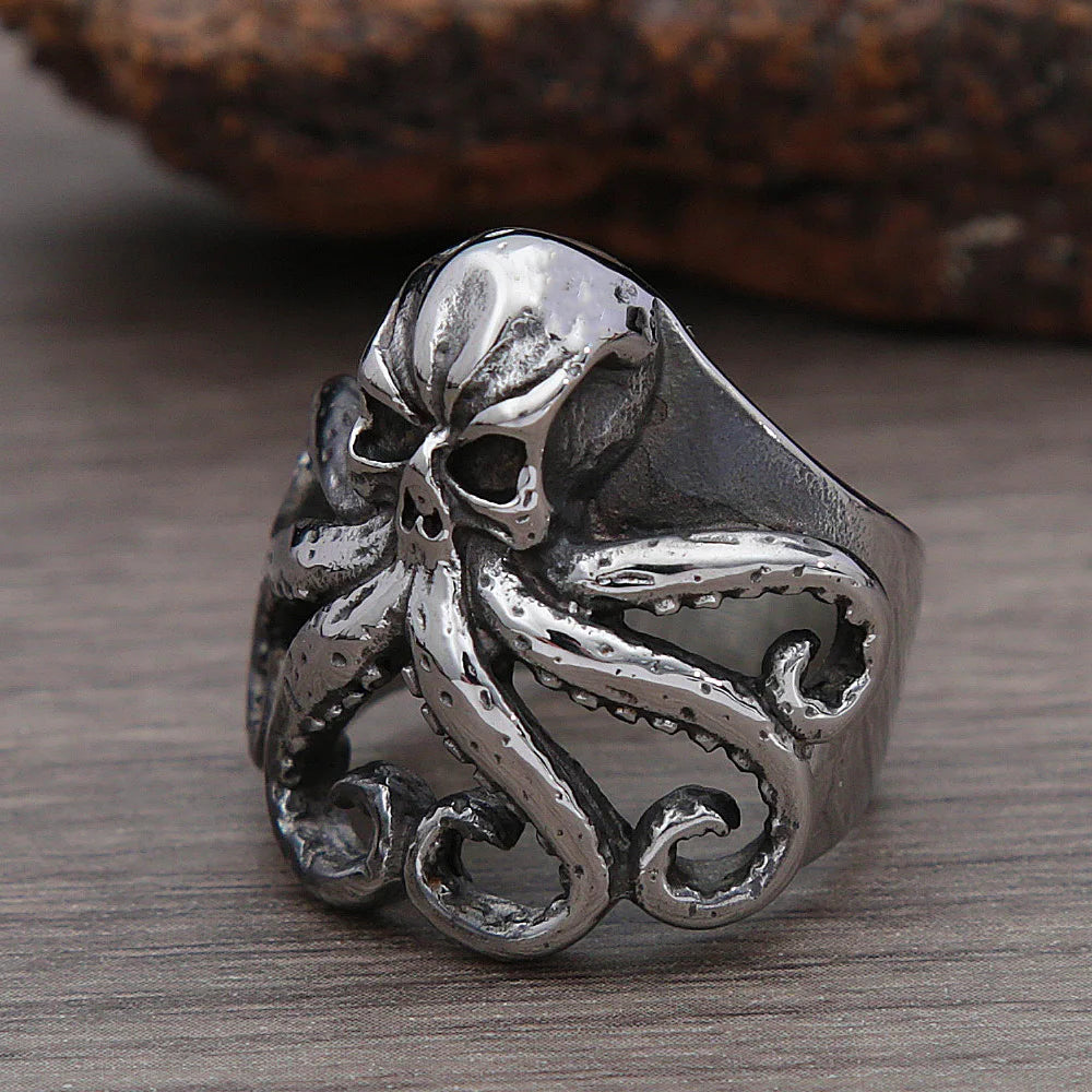 Pirate Skull Octopus Ring — Stainless Steel