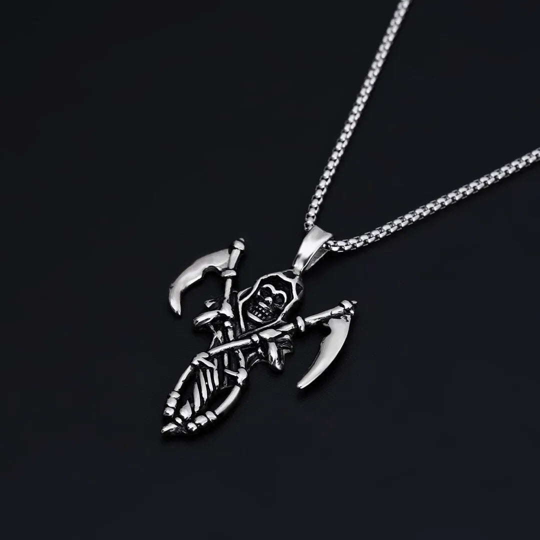 Skull Reaper Steel Pendant European American Versatile