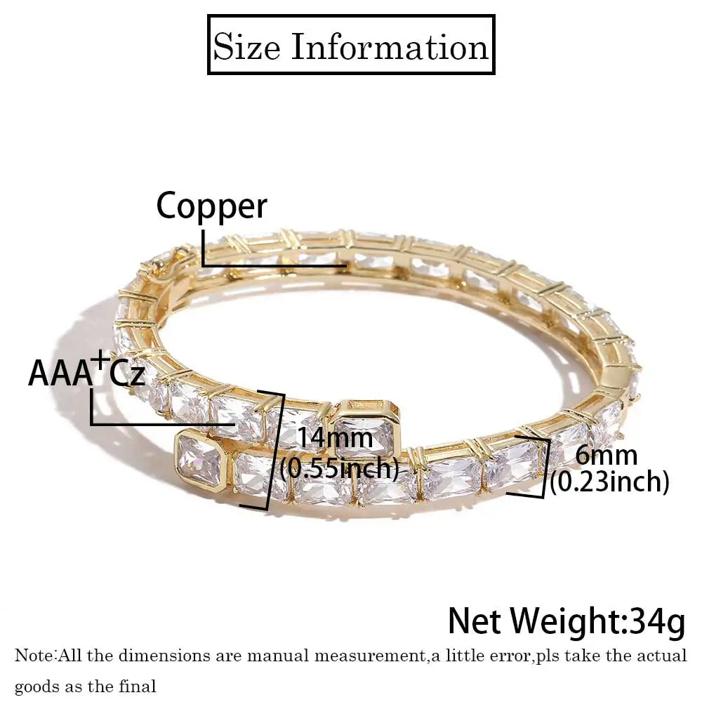 Iced Out Rectangle Bracelet Stainless Steel CZ