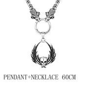 Fallen Angel Wings Skull Pendant Necklace — Stainless Steel