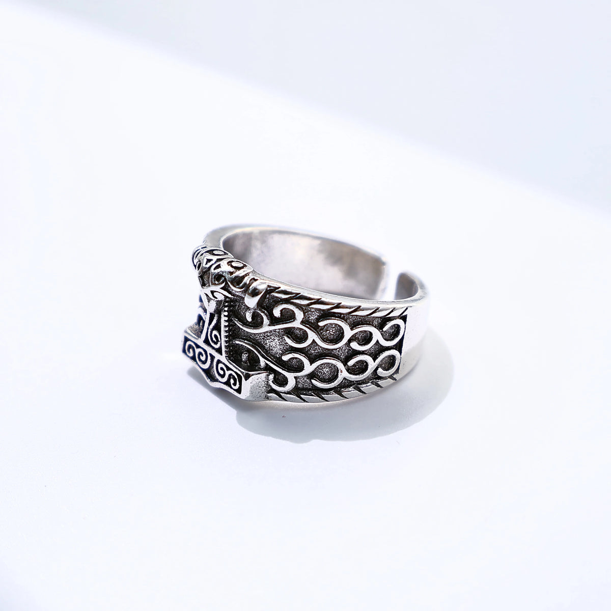 Viking Anchor Open Ring, Silver-Tone — Copper Alloy