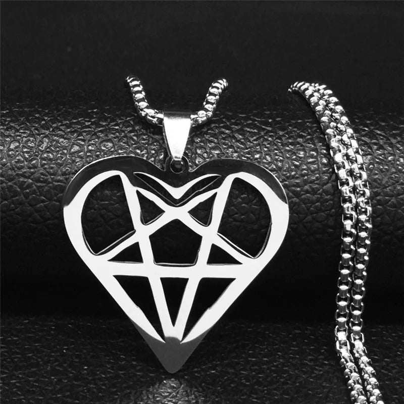 Heart Pentagram Pendant — Silver