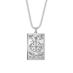 Dawapara The Major Arcana Tarot Cards Vintage Amulet Pendant Necklaces Box Chain Men Jewelry Stainless Steel Golden