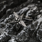 Large Five-Pointed Star Ring — Stainless Steel