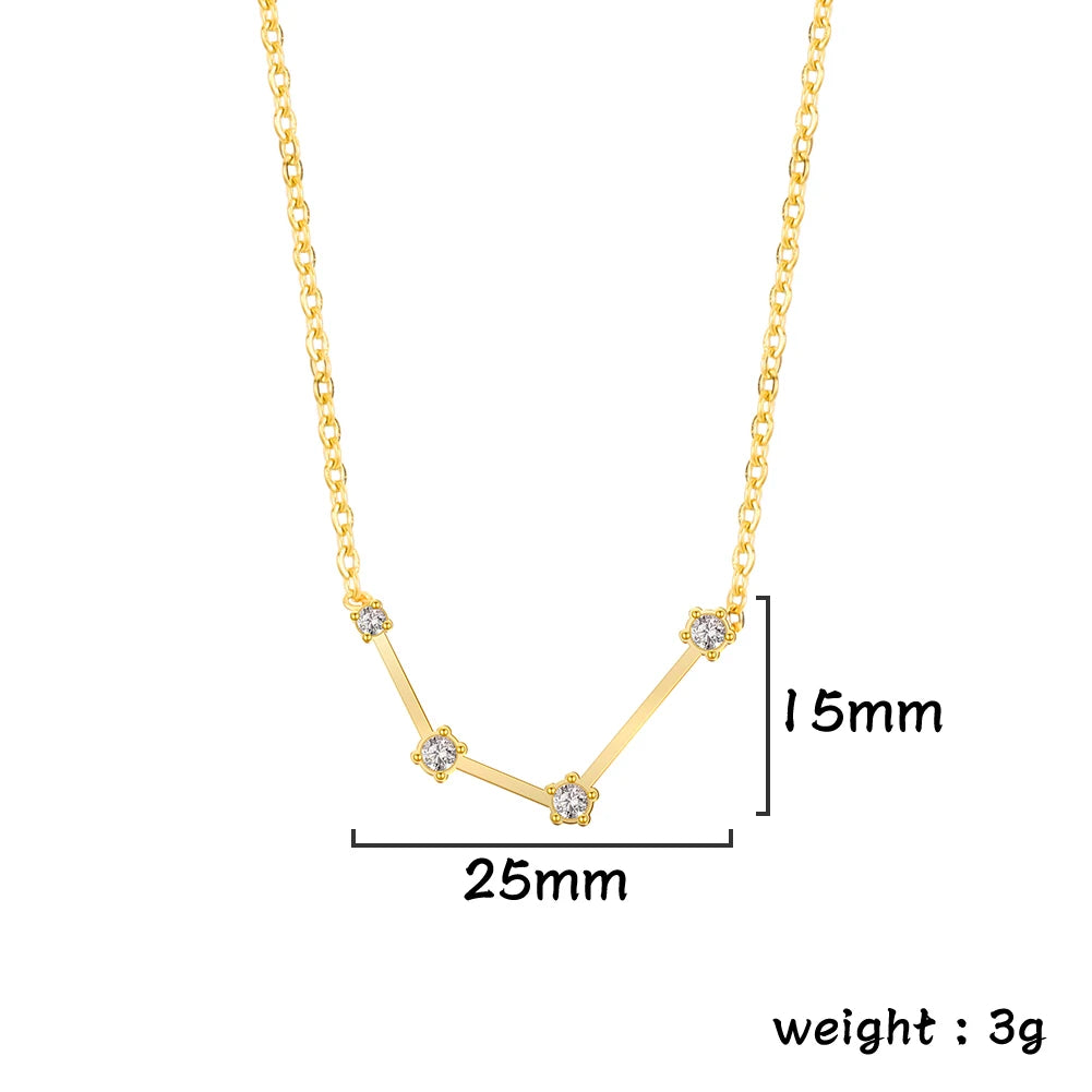 Unift Clear Zircon Zodiac Constellation Women Necklaces Star Sign Pisces Aries Taurus Pendant Fashion Horoscope Amulet Jewelry
