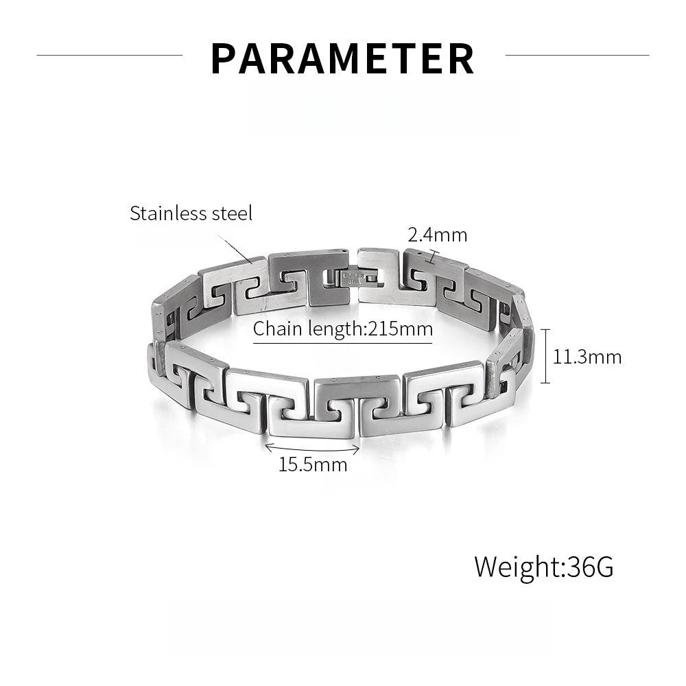 Chunky Men Bracelet,Thick Stainless Steel Strap Chain Link Wristband,Punk Male Jewelry Gift
