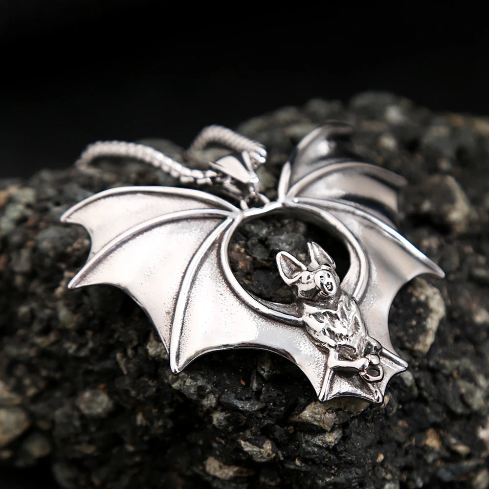 Bat Pendant Necklace — Stainless Steel