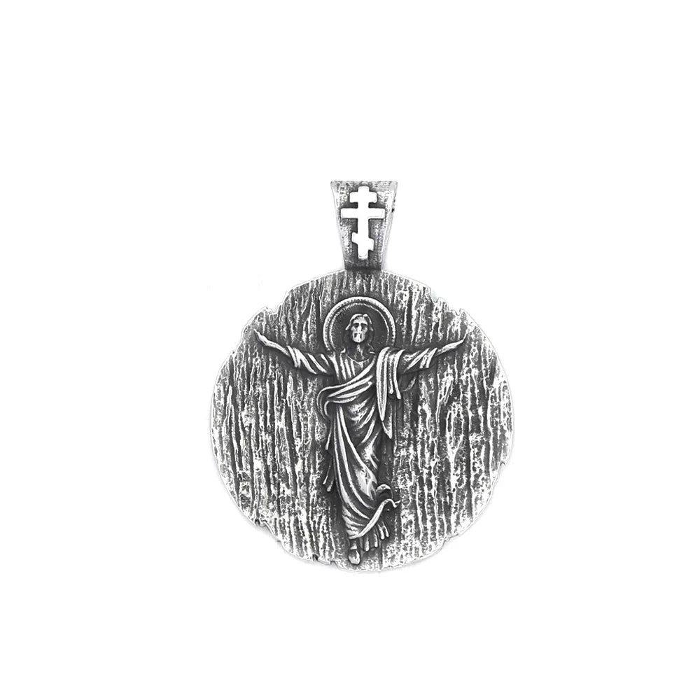 Vintage Gothic Stainless Steel Catholic Jesus Pendant Necklace Fashion Punk Cross Amulet Necklaces For Men Religion