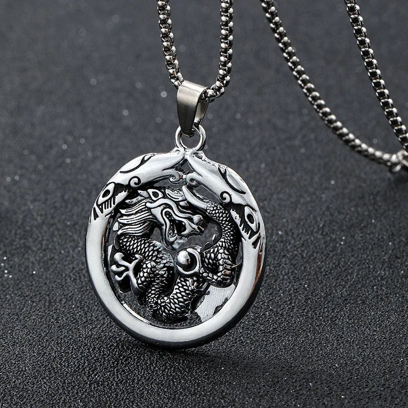 Dragon Zodiac Steel Pendant Chinese Style Retro
