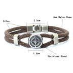 New Compass Braslet Viking Nautical Rope Braslet Fashion Mens Bracelet Antique Pulsera Hombre Armband Herren Wrap