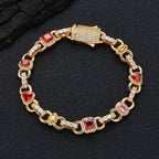 Gold Iced Out Heart Cuban Chain Necklace Colorful