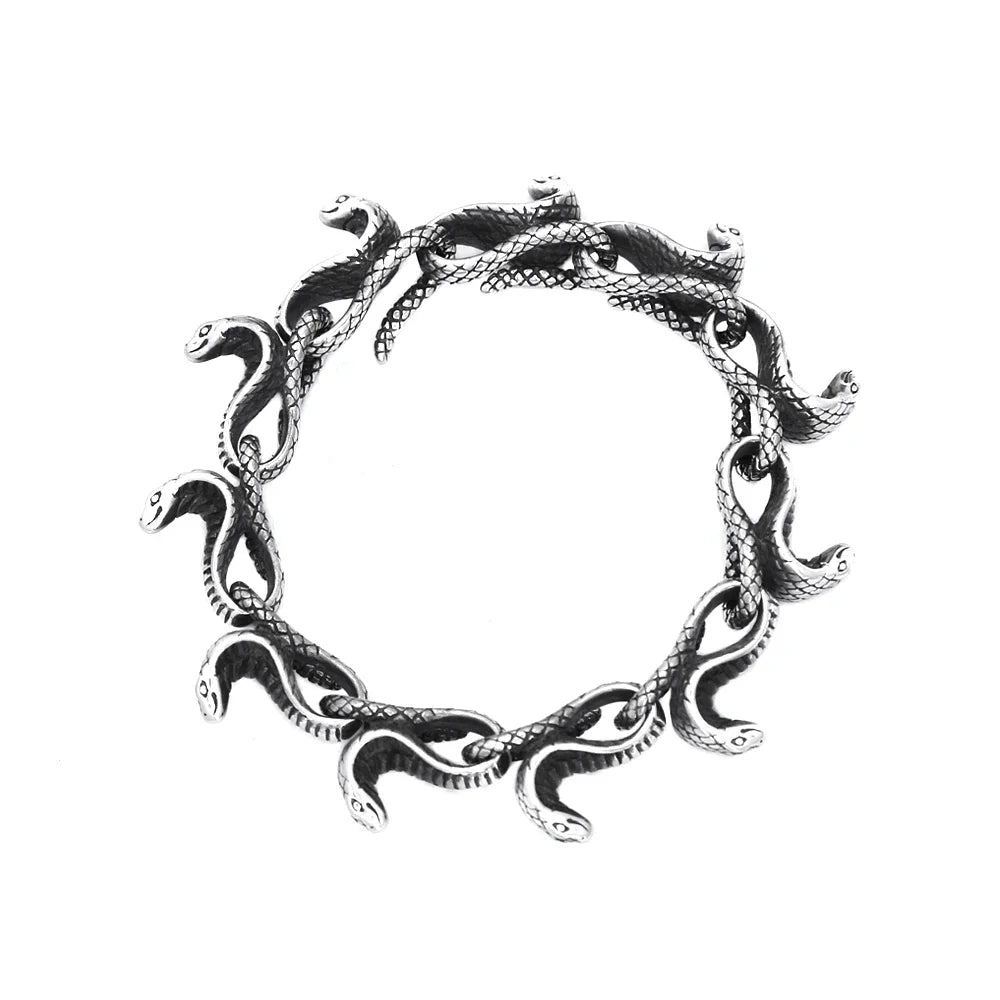 Vintage Punk Unique Snake Bracelets For Men Women 316L Stainless Steel Hip Hop Biker Vikings Animal Bangles Charm