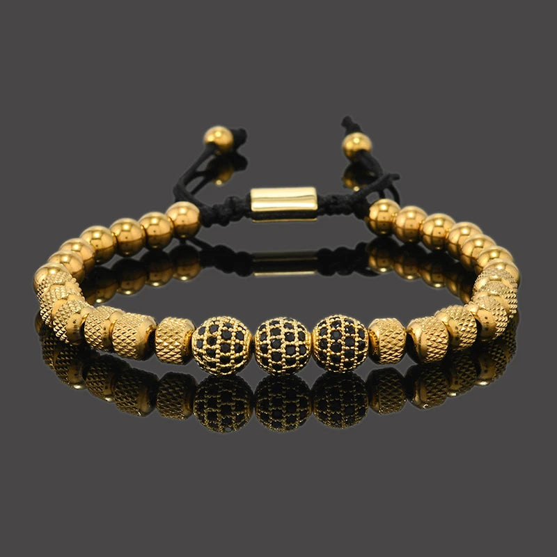 Iced Out Royal CZ Ball Bracelet — Stainless Steel