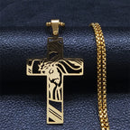 Christ Jesus Cutout Pendant Necklace — Stainless Steel Box Chain