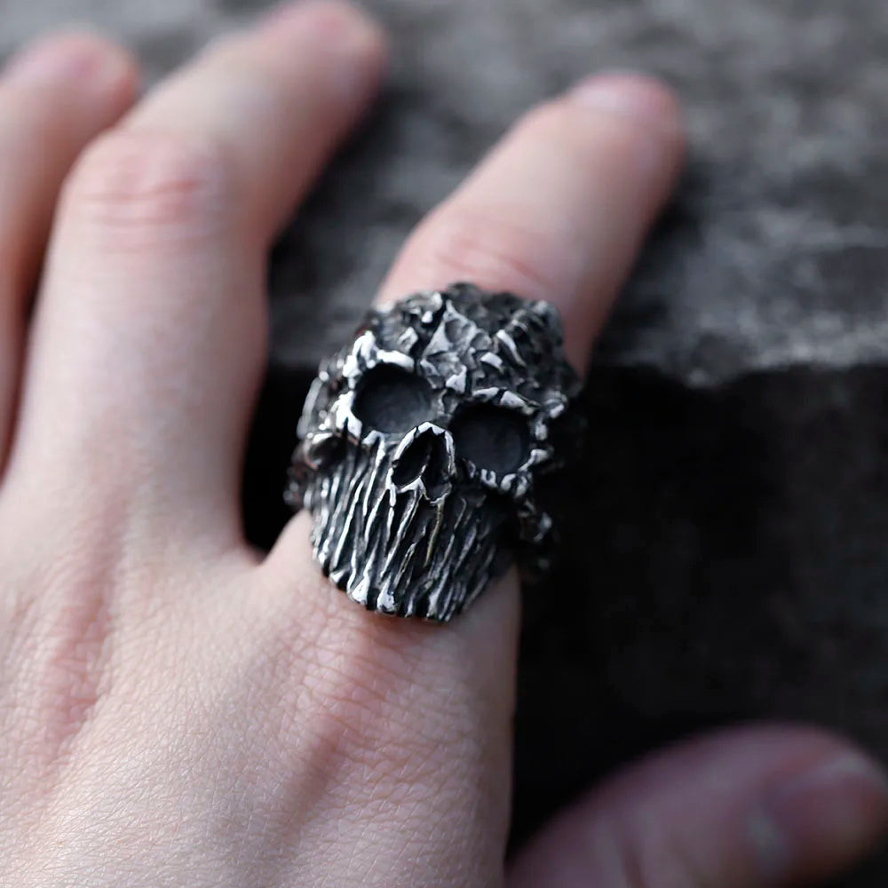 2025 NEW Gothic Punk Satanic Devil Skull Ring Vintage Steampunk Men's Stainless Steel Ring Hiphop Motorcycle Rock Biker