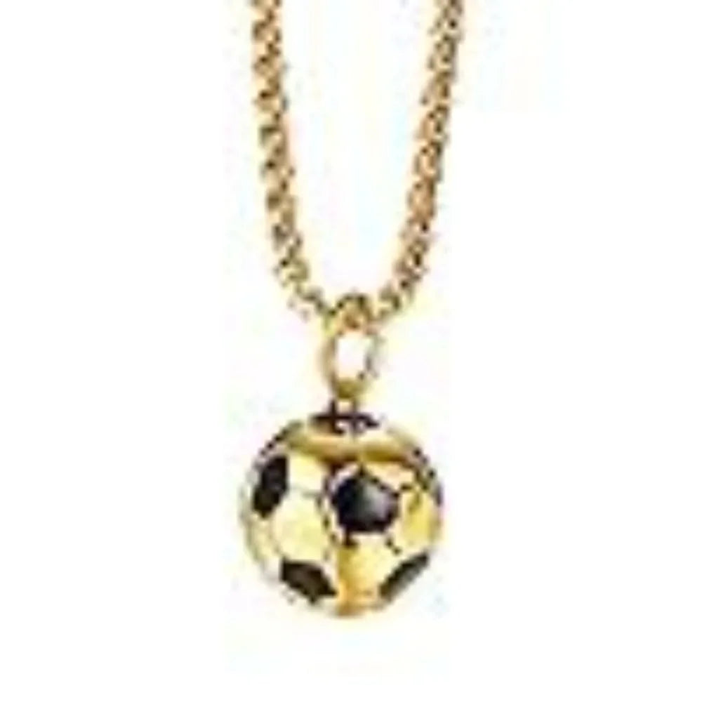 Football Pendant Box Chain Necklace — Stainless Steel