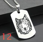 Wolf Dog Tag Pendant Necklace — Stainless Steel