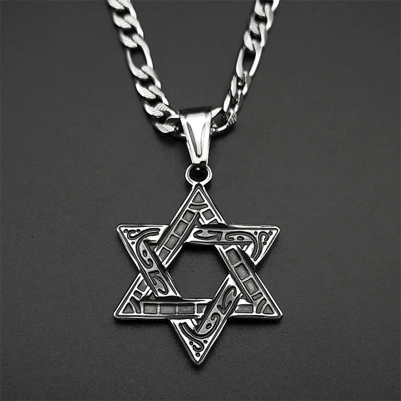 Star of David Pendant Necklace — Steel