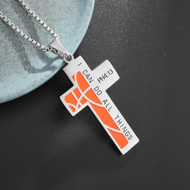 Templar Cross Round Medal Pendant Necklace — Stainless Steel