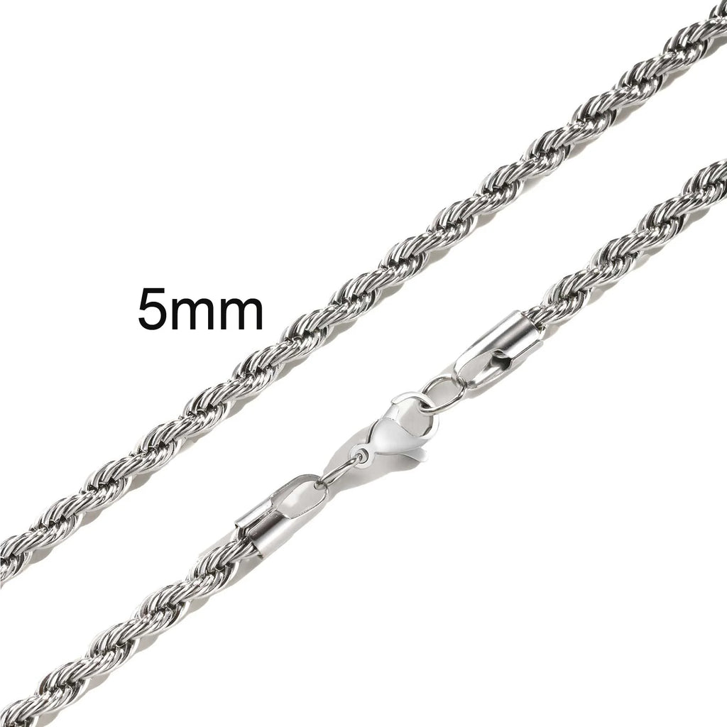 Twisted Rope Chain Necklace 5mm — Stainless