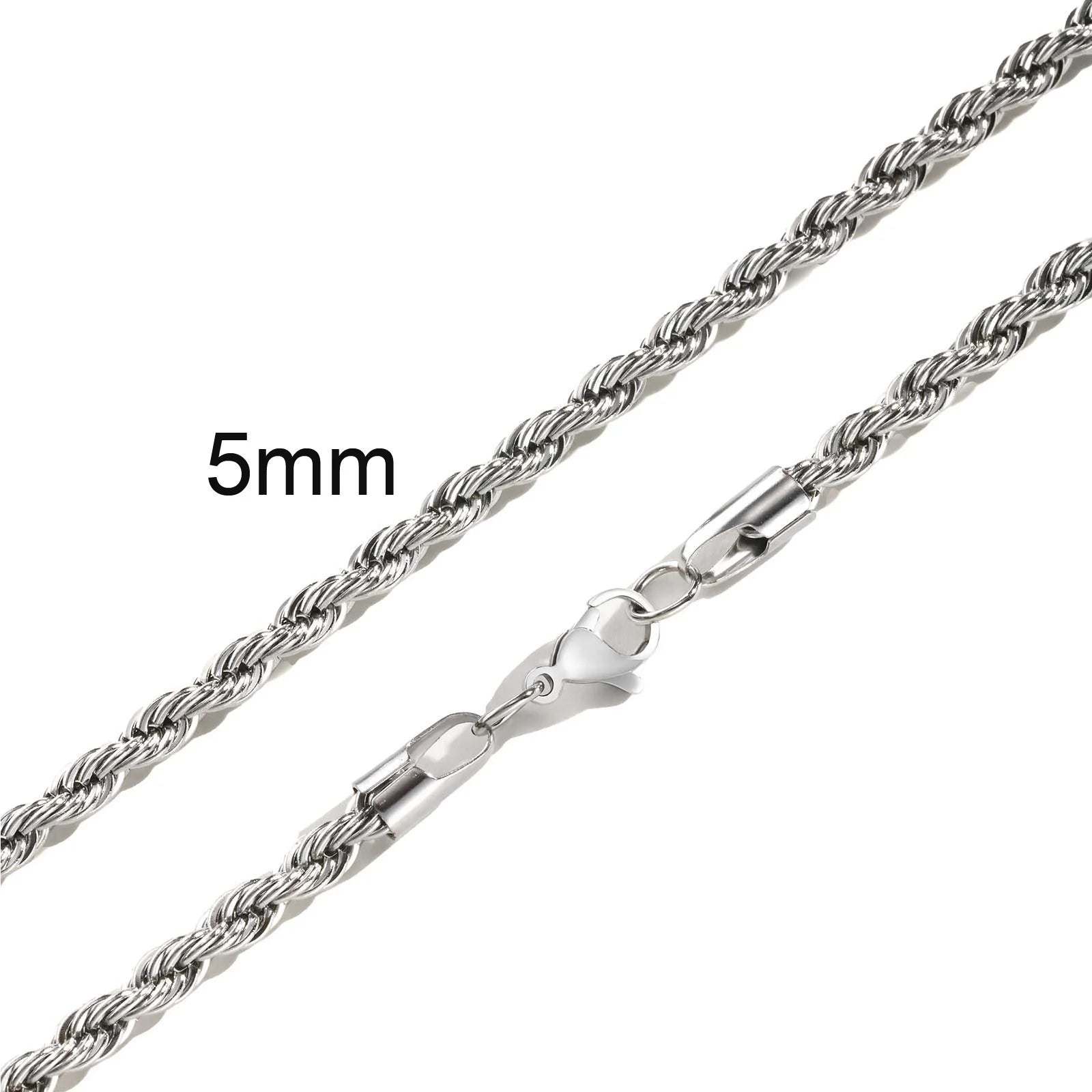 Twisted Rope Chain Necklace 5mm — Stainless