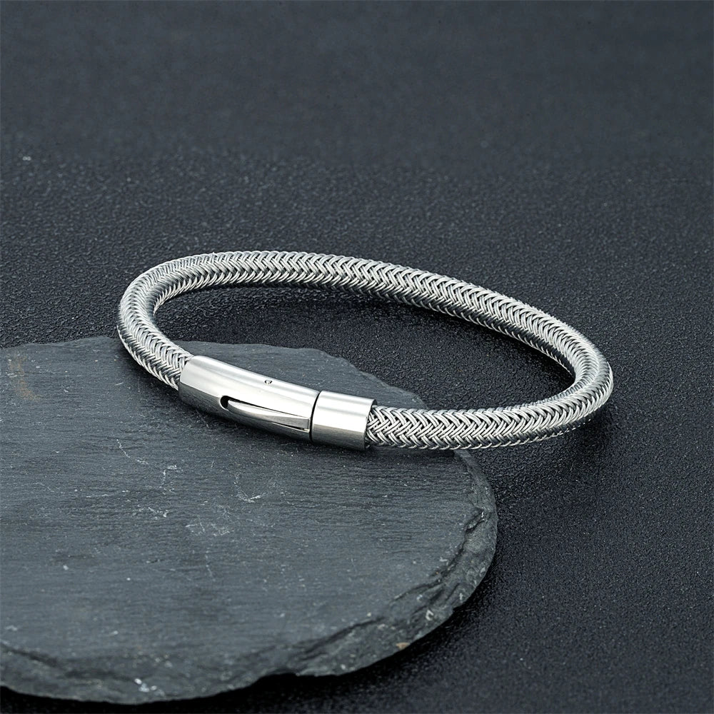 Simple Waterproof 6mm Wire Rope Bracelet For Men Women Stainless Steel Never Fade Handmade Bangles Male Charm Jewelry DIY Gifts
