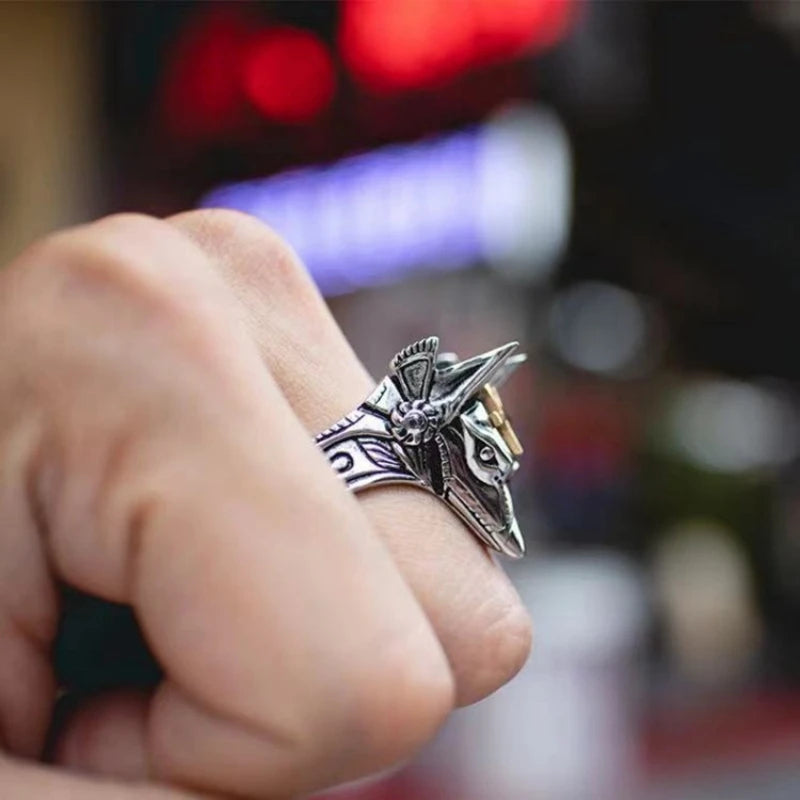 Wolf Anubis Steel Ring Death Head Self Defense