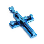 Fongten Stainless Steel Pendant Necklace for Men Multiple Color Cable Cross Twisted Link Chain Male Neck Christian