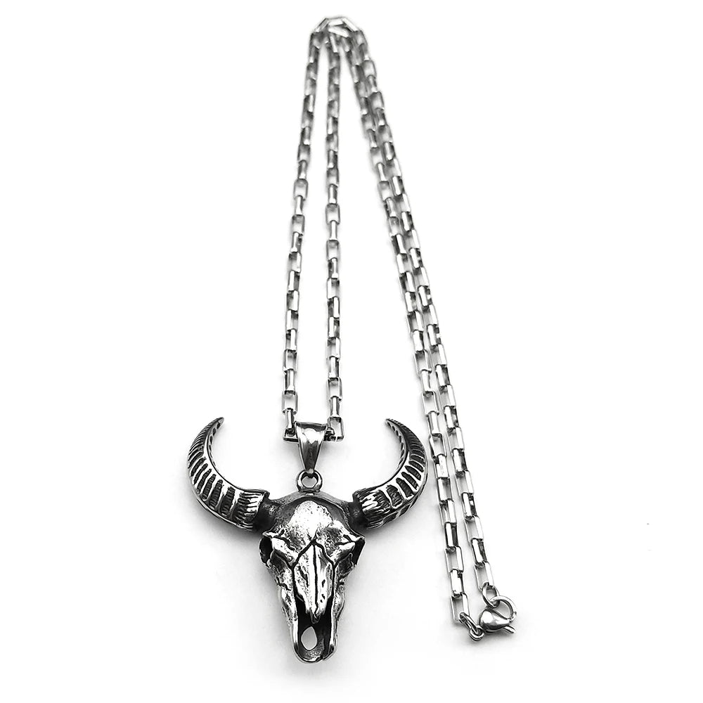 Skull Viking Silver Pendant Gothic Vintage Ghost