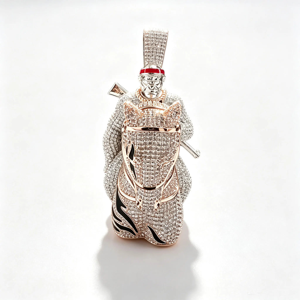 LYEE CYEE Luxury Hip Hop Style Yuan Ma Combination Gorilla Animal Pendant Can Be Paired with Cuban Chain Rap Singer