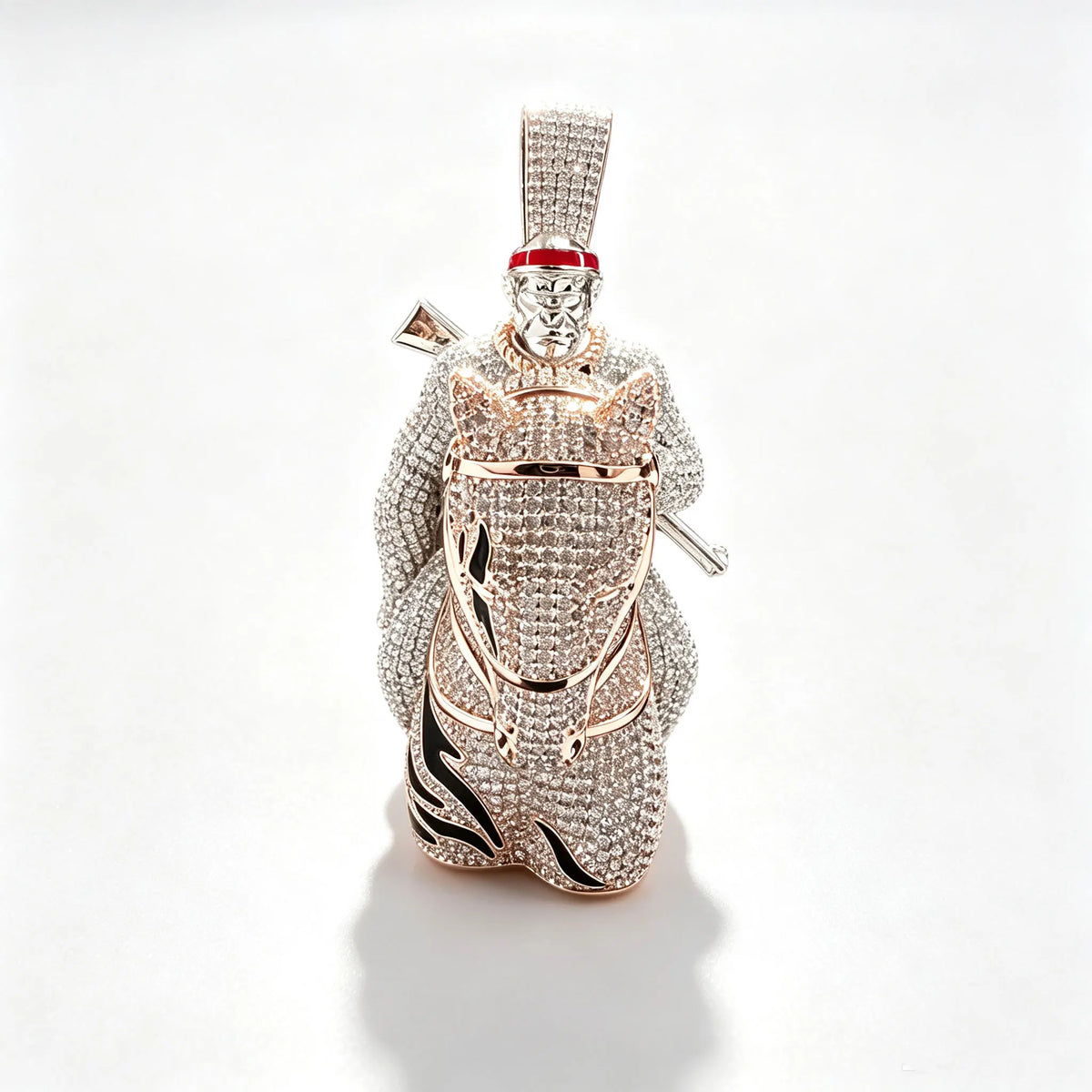 LYEE CYEE Luxury Hip Hop Style Yuan Ma Combination Gorilla Animal Pendant Can Be Paired with Cuban Chain Rap Singer