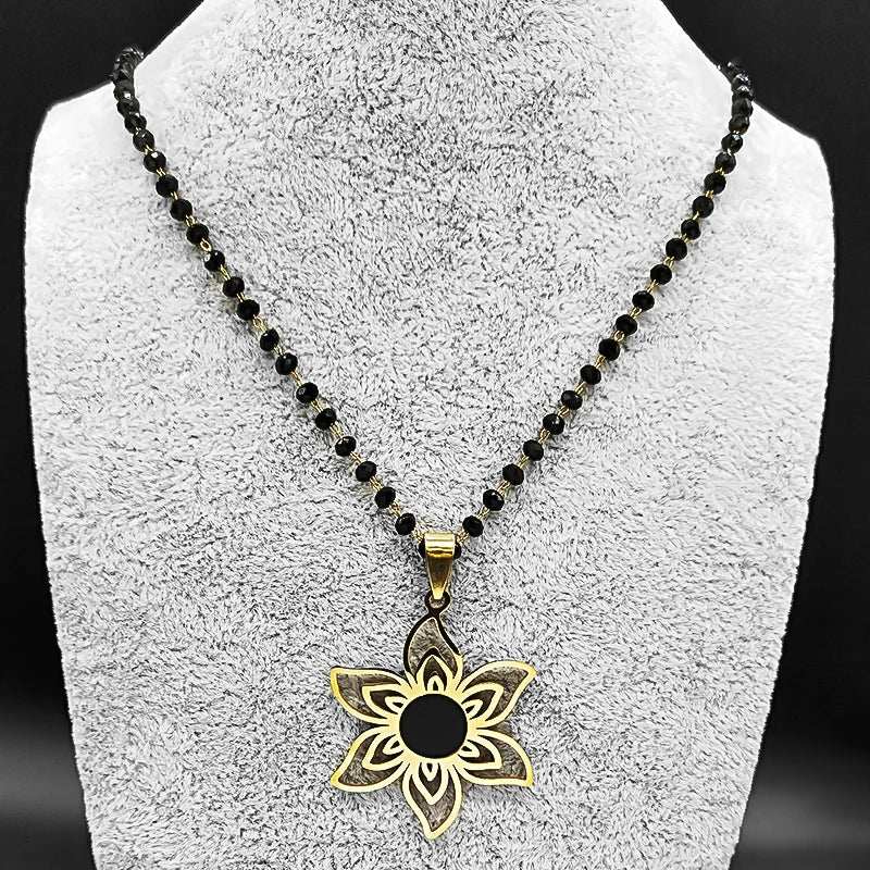 Flower Gold Pendant Necklace — Stainless Steel