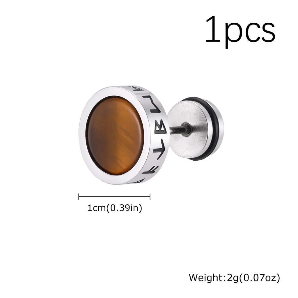 Gothic Norse Viking Rune Stud Earrings — Stainless Steel