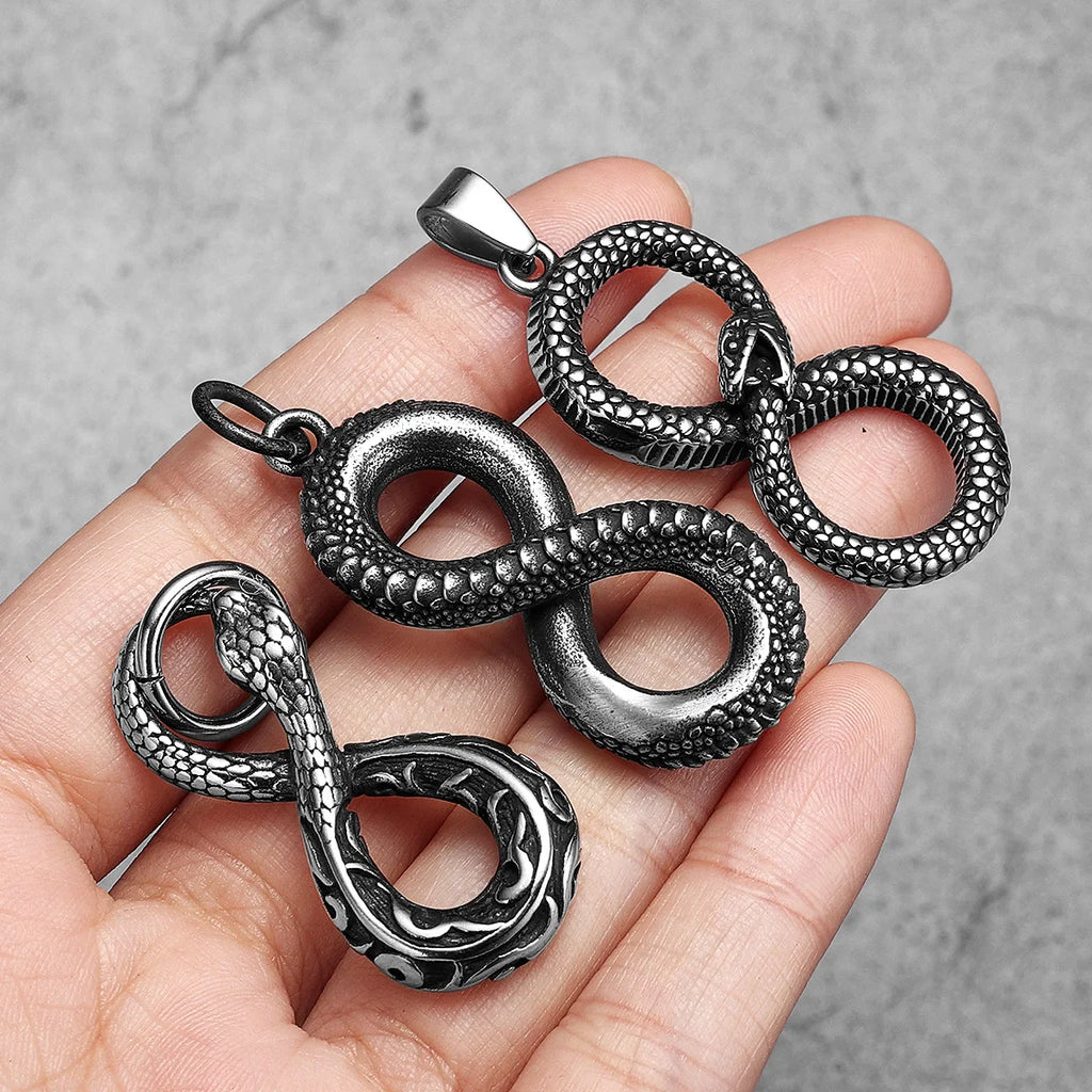 Ouroboros Eight Snake Men Necklaces with Pendant Stainless Steel Jewelry for Male Women Punk Hip Hop Accessories Gifts