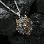 1PC INGCHAU Vintage Stainless Steel Myth of Europe Viking Wolf Head Necklace For Men Animal Amulet Necklace Men Jewelry
