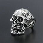 Retro Skull Statement Ring — Silver