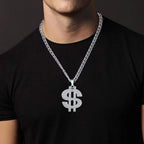 Fashion 18K Golden Plated Hip Hop Rock Necklace Stainless Steel US Dollar Money Sign Pendant Necklace Mens Women