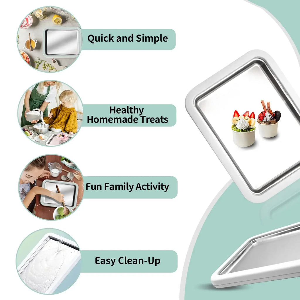 Multifunctional Rolled Ice Cream Maker Cold Sweet Fried Ice Pan DIY Household Frozen Yogurt Maker for Homemade Stir Fry