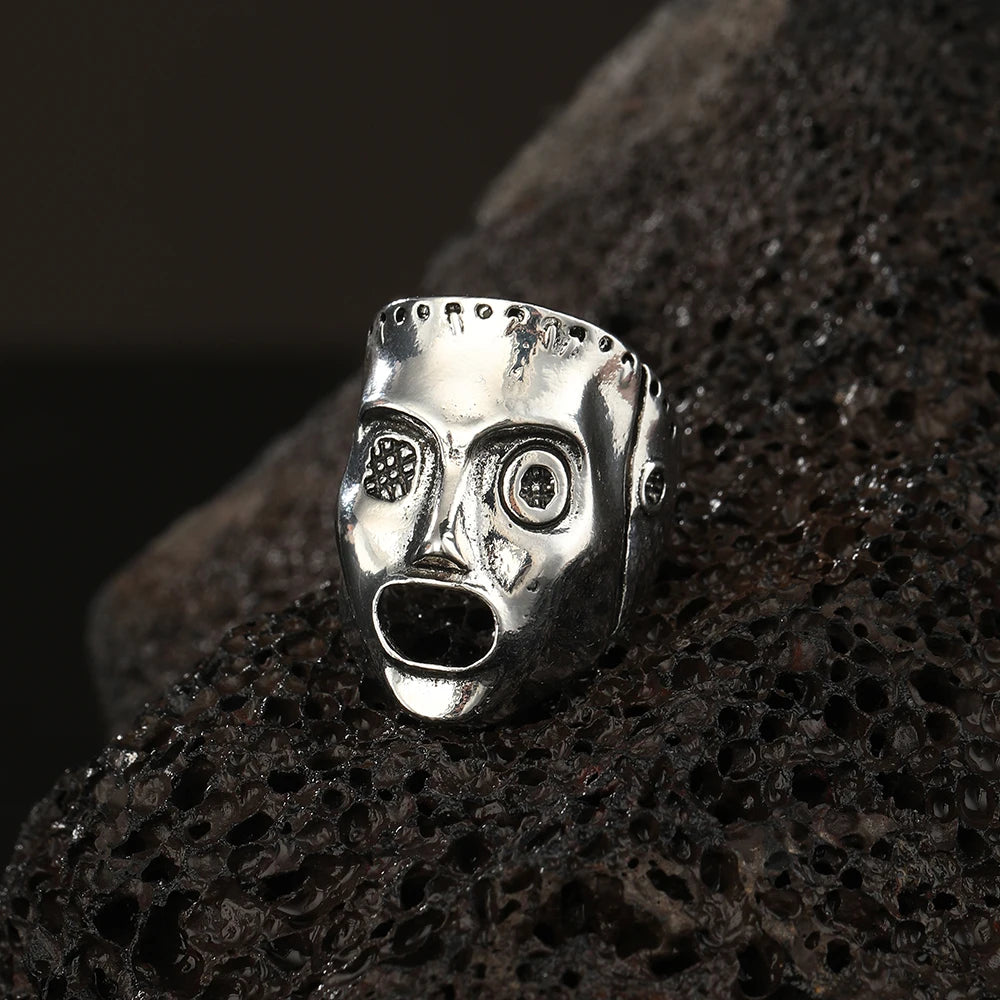 2024 Handsome New Retro Simple New Punk Hip-hop Skull Personality Men's Open Ring Robot Ghost Head Jewelry Wholesale