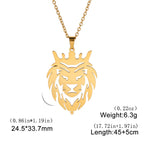 My Shape Lion King Crown Pendent Necklaces for Men Boys Stainless Steel Punk Animal Wolf Charms Choker Chains Hip Hop