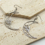Gothic Skull Steel Earrings Crescent Moon Skeleton