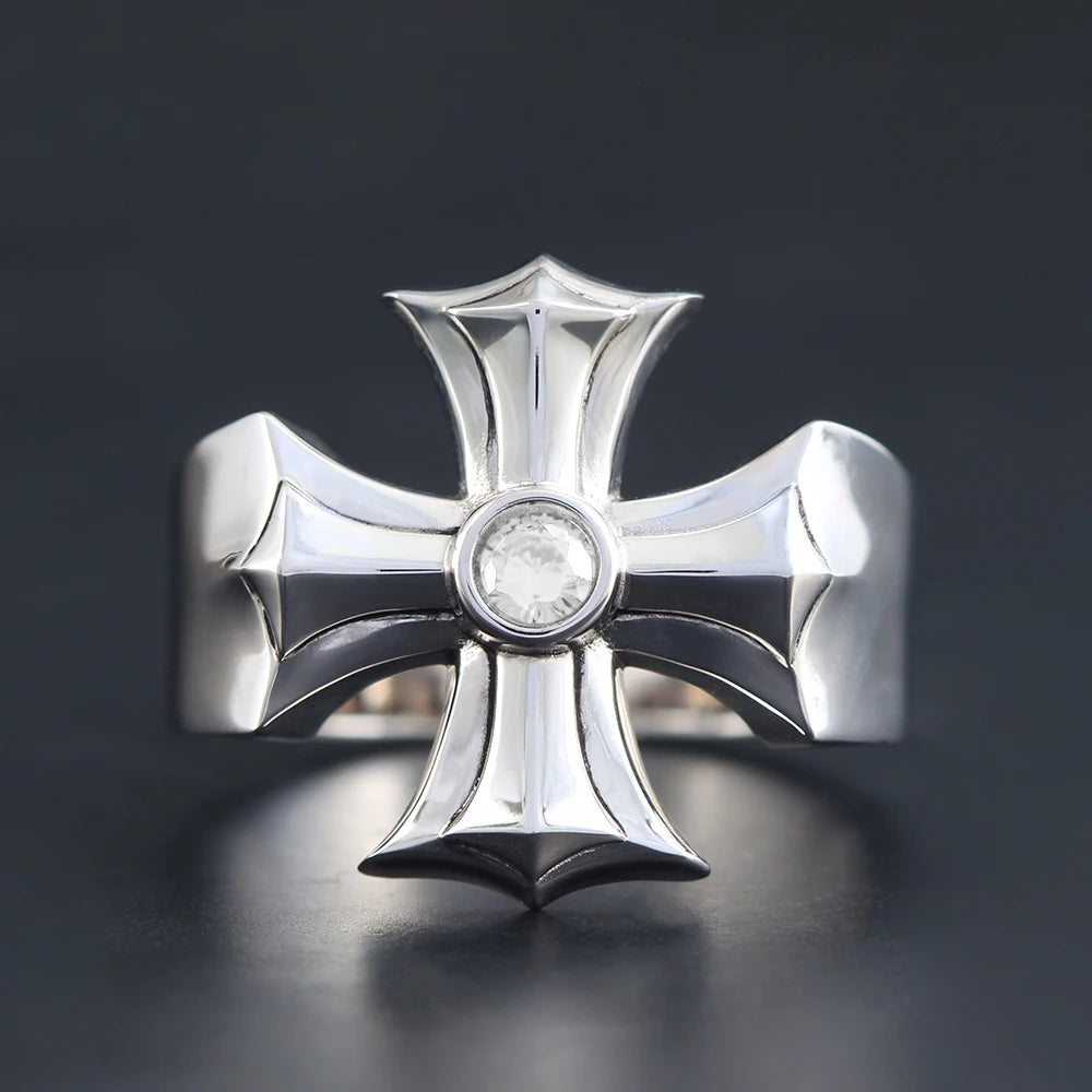 Iced Out Cross Jesus Ring — 925 Silver