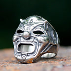 Flowers Skull Mask Ring — Stainless Steel