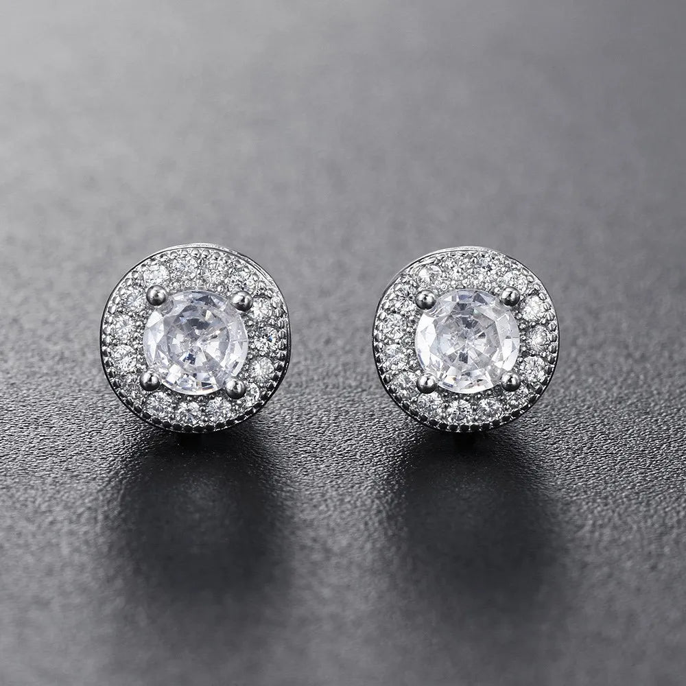 Silver Magnetic Earrings CZ Clip Non-Piercing