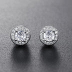 Silver Magnetic Earrings CZ Clip Non-Piercing