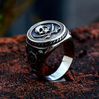 Skull Dagger Steel Ring Vintage Unique Double