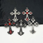 Iced Out Catholic Cross Silver Pendant Necklace