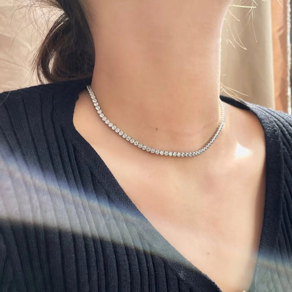 4mm Row Zircon Tennis Chain Necklace