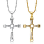 CZ Jesus Cross Pendant Necklace — Stainless Steel