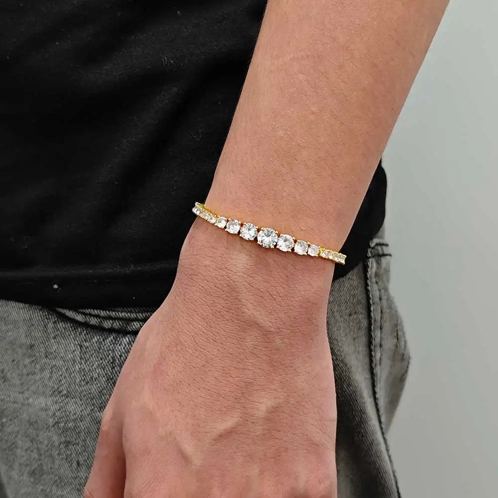 Tennis Chain Necklace Stainless Steel Gradient CZ